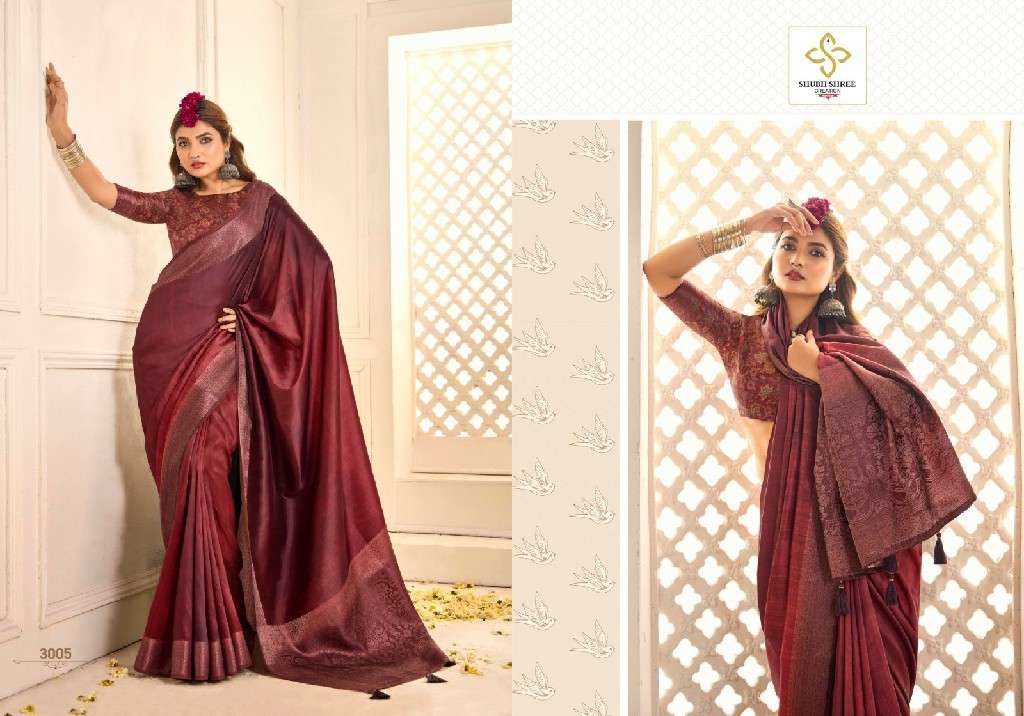 SHUBH SHREE CREATION PRESENTS PALLAVI VOL-3 LATEST TUSSER SILK WEAVING COFFEE JARI PALU SAREES CATALOG WHOLESALER AND EXPORTER 