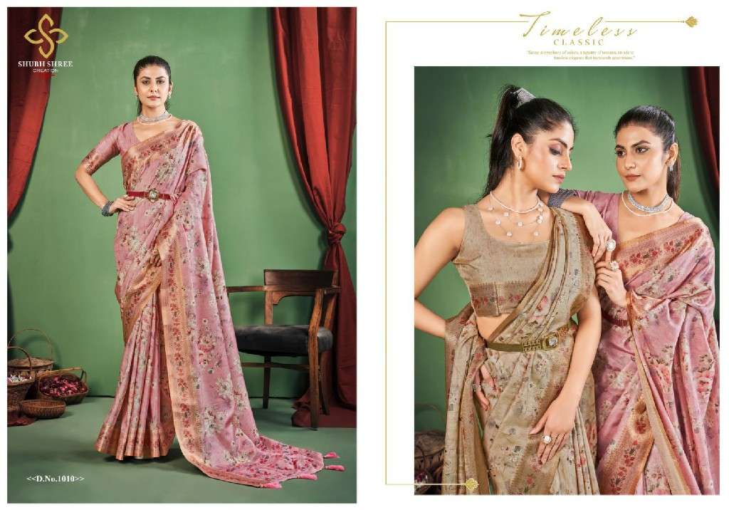 SHUBH SHREE CREATION PRESENTS TORAL DIGITAL DOLA SILK CASUAL WEAR LADIES SAREES CATALOG WHOLESALER AND EXPORTER 