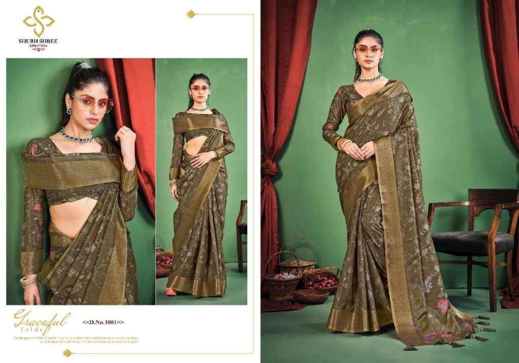 SHUBH SHREE CREATION PRESENTS TORAL DIGITAL DOLA SILK CASUAL WEAR LADIES SAREES CATALOG WHOLESALER AND EXPORTER 