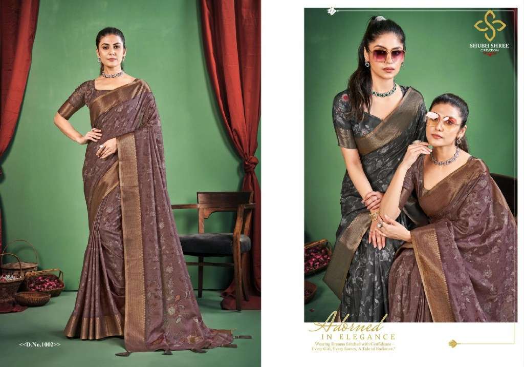SHUBH SHREE CREATION PRESENTS TORAL DIGITAL DOLA SILK CASUAL WEAR LADIES SAREES CATALOG WHOLESALER AND EXPORTER 