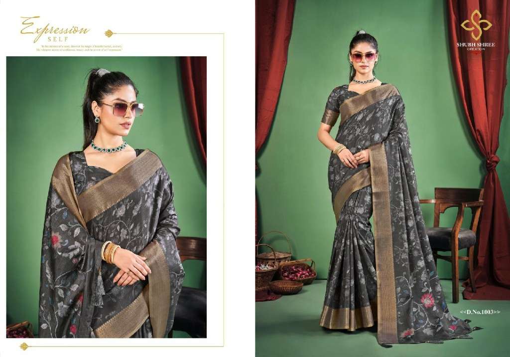 SHUBH SHREE CREATION PRESENTS TORAL DIGITAL DOLA SILK CASUAL WEAR LADIES SAREES CATALOG WHOLESALER AND EXPORTER 