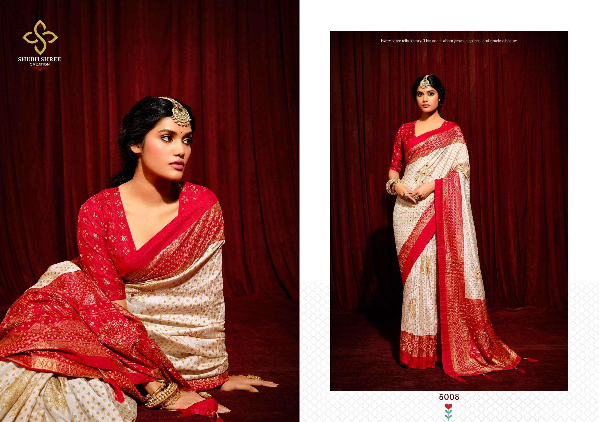 SHUBH SHREE PRESENTS CRUSH VOL-5 WELVET TUSSER SILK LATEST FANCY SAREES CATALOG WHOLESALER AND EXPORTER 