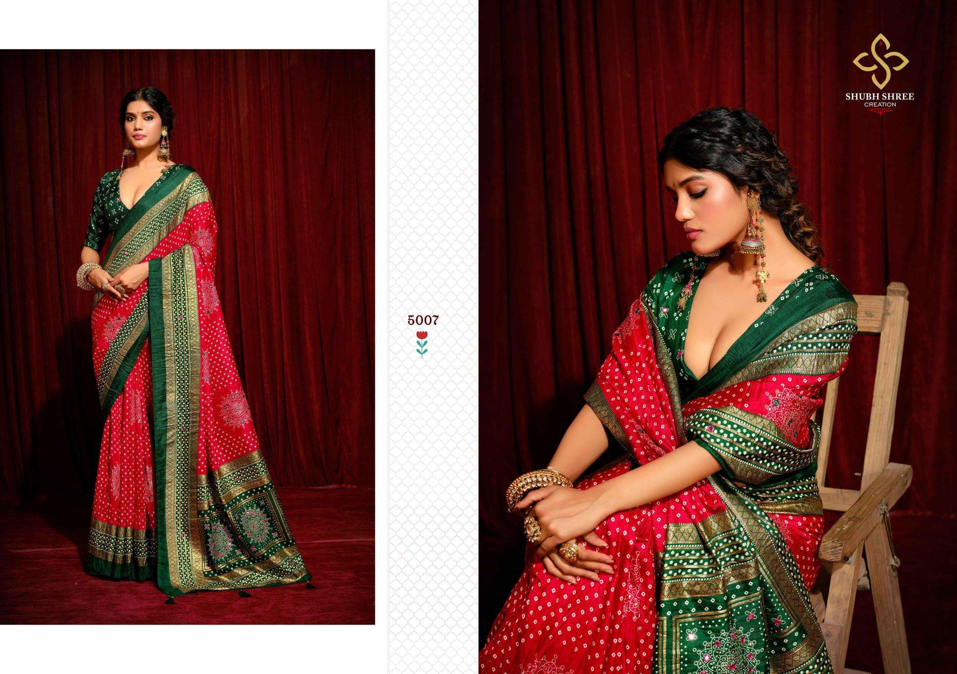 SHUBH SHREE PRESENTS CRUSH VOL-5 WELVET TUSSER SILK LATEST FANCY SAREES CATALOG WHOLESALER AND EXPORTER 