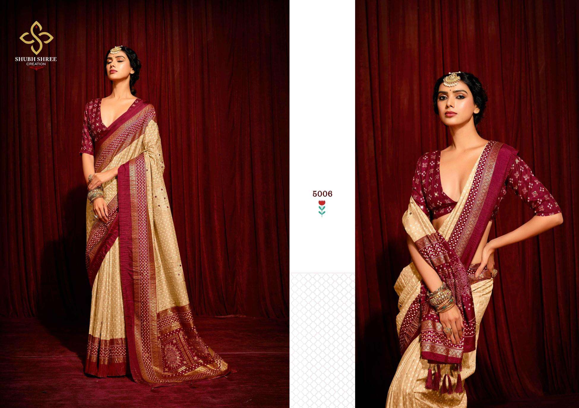 SHUBH SHREE PRESENTS CRUSH VOL-5 WELVET TUSSER SILK LATEST FANCY SAREES CATALOG WHOLESALER AND EXPORTER 