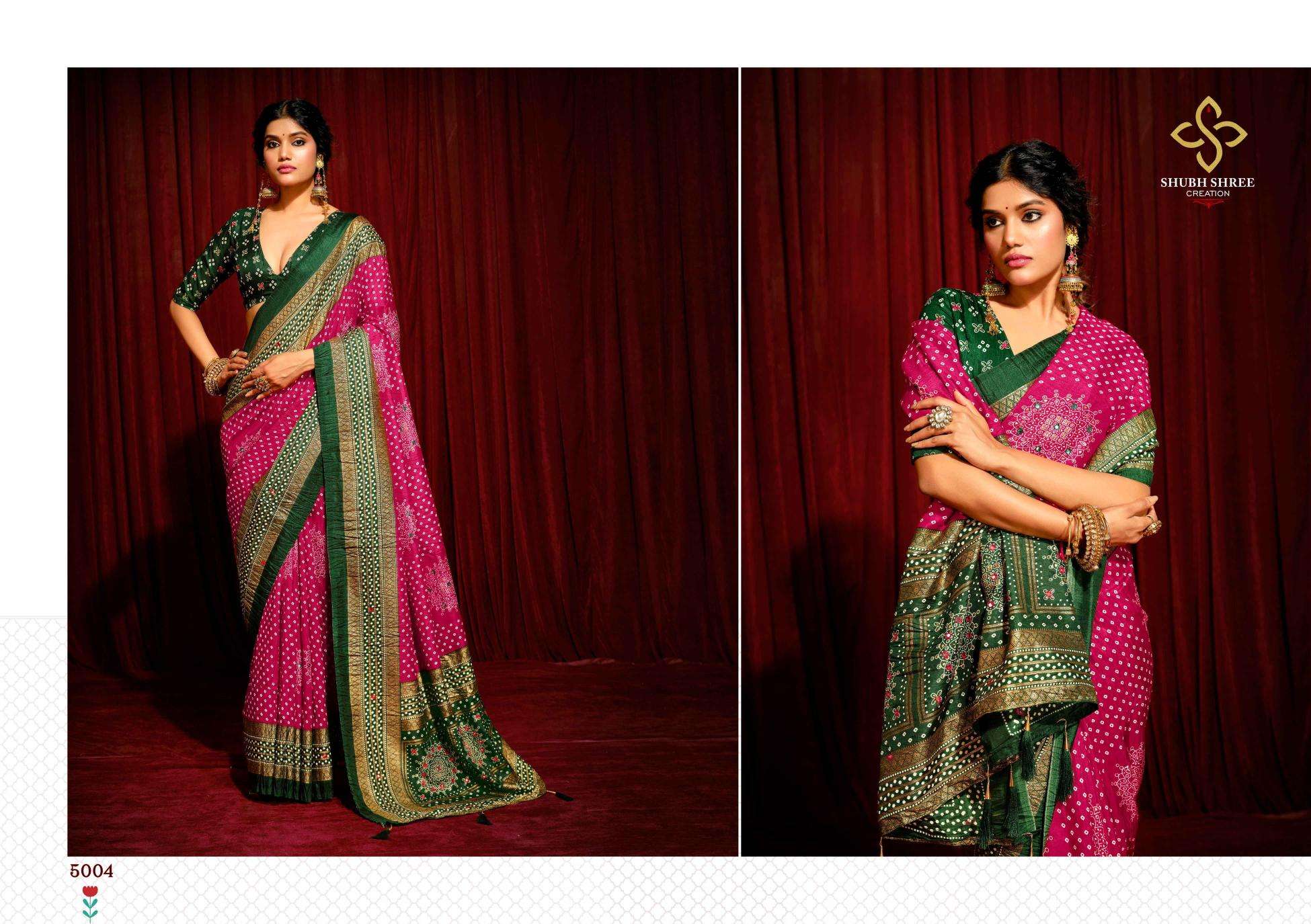 SHUBH SHREE PRESENTS CRUSH VOL-5 WELVET TUSSER SILK LATEST FANCY SAREES CATALOG WHOLESALER AND EXPORTER 
