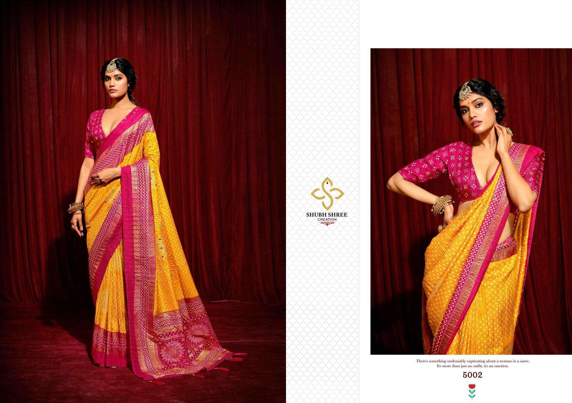 SHUBH SHREE PRESENTS CRUSH VOL-5 WELVET TUSSER SILK LATEST FANCY SAREES CATALOG WHOLESALER AND EXPORTER 