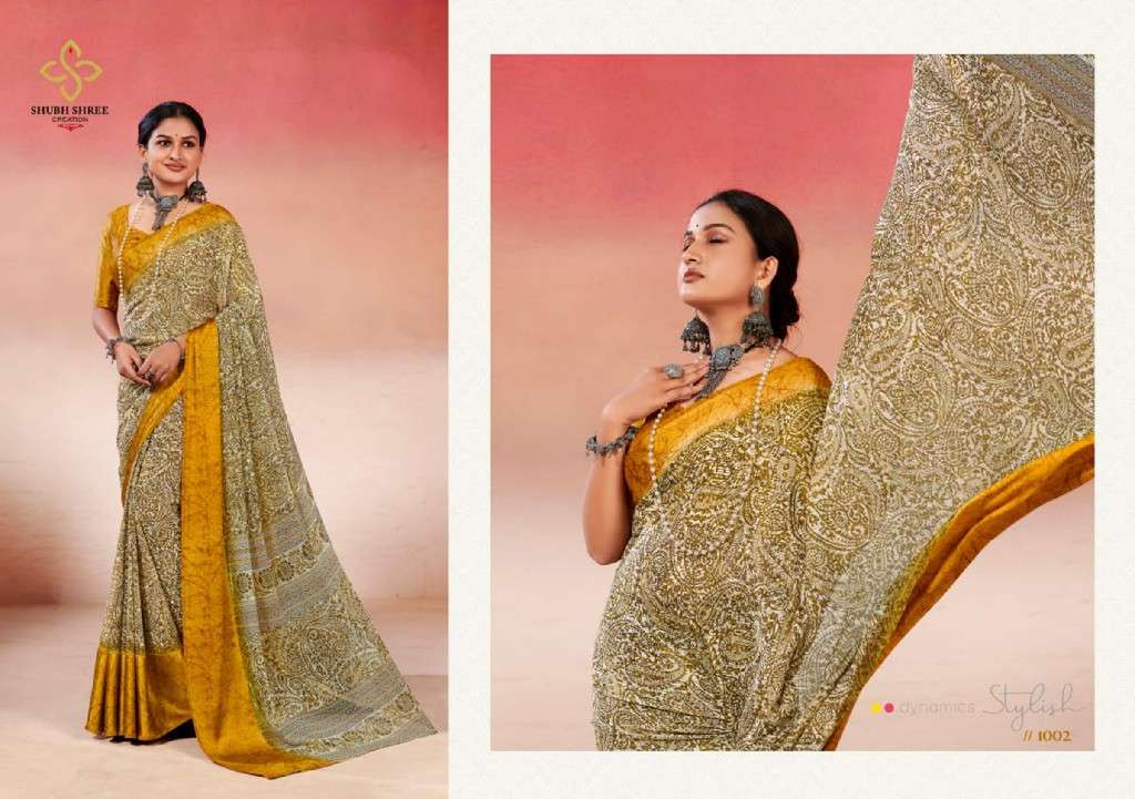 Shubh Shree Presents Nargis Wholesale Weightless With Sartin Patti Sarees Catalog Wholesaler And Exporter 