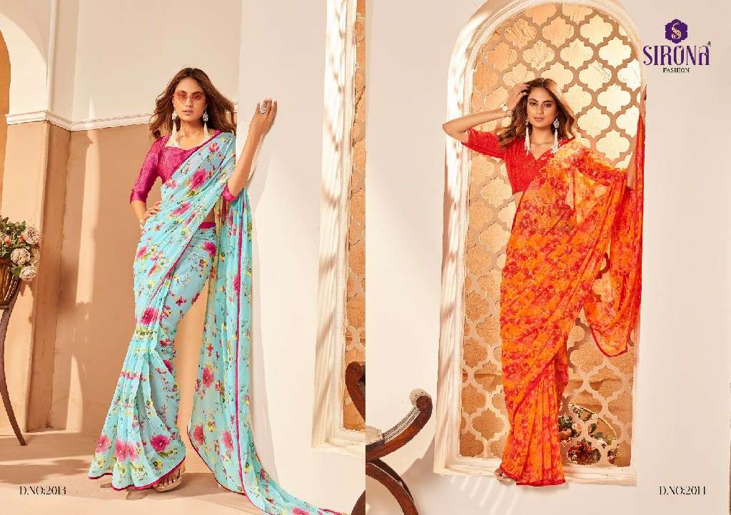 Sirona Fashion Presents Suvali Crape Jacquard Beautiful Georgette Sarees Catalog Wholesaler and exporter in surat