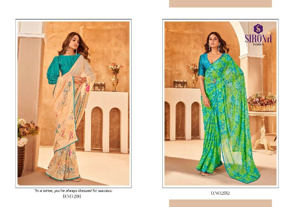 Sirona Fashion Presents Suvali Crape Jacquard Beautiful Georgette Sarees Catalog Wholesaler and exporter in surat