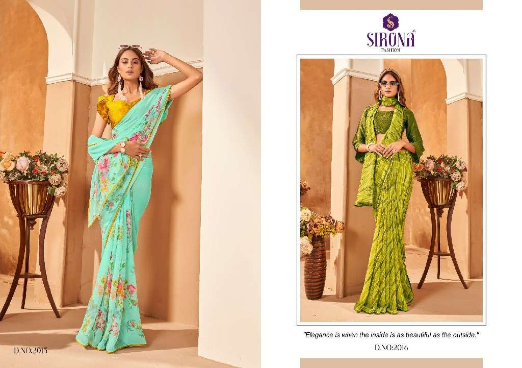Sirona Fashion Presents Suvali Crape Jacquard Beautiful Georgette Sarees Catalog Wholesaler and exporter in surat