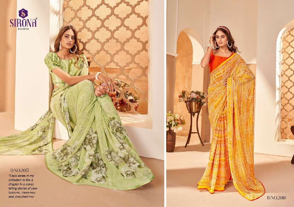 Sirona Fashion Presents Suvali Crape Jacquard Beautiful Georgette Sarees Catalog Wholesaler and exporter in surat