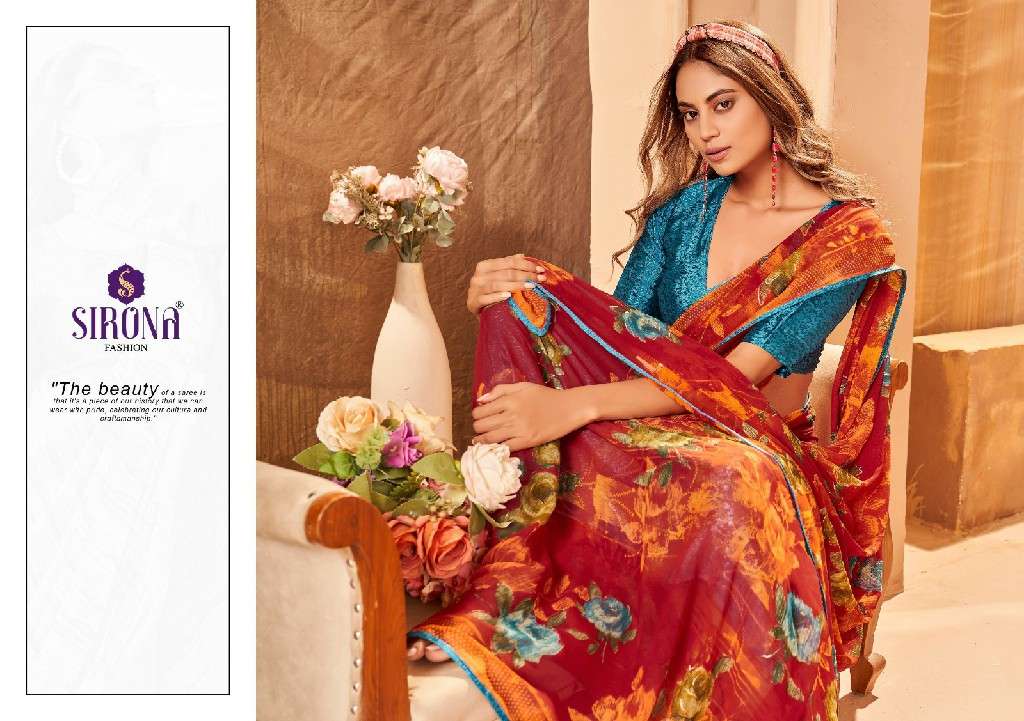 Sirona Fashion Presents Suvali Crape Jacquard Beautiful Georgette Sarees Catalog Wholesaler and exporter in surat
