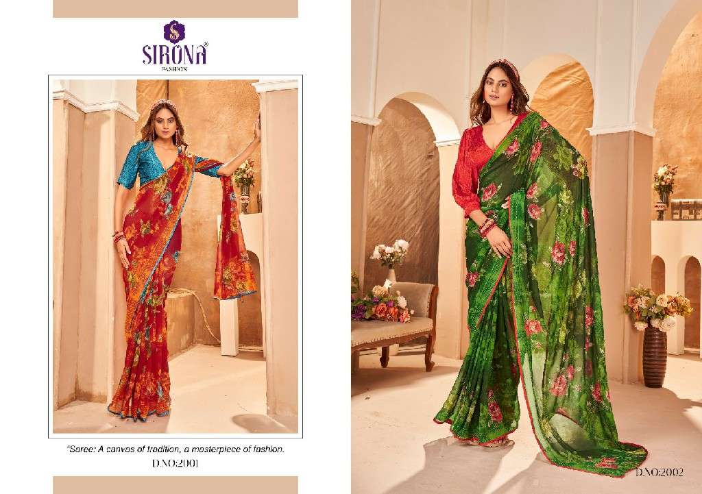 Sirona Fashion Presents Suvali Crape Jacquard Beautiful Georgette Sarees Catalog Wholesaler and exporter in surat