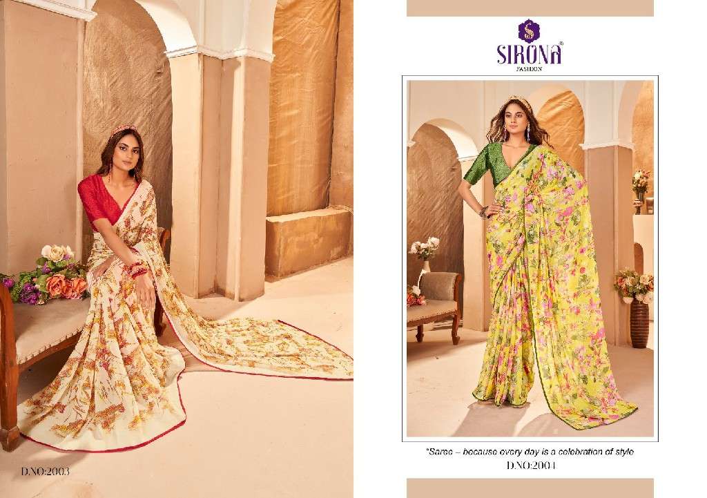Sirona Fashion Presents Suvali Crape Jacquard Beautiful Georgette Sarees Catalog Wholesaler and exporter in surat