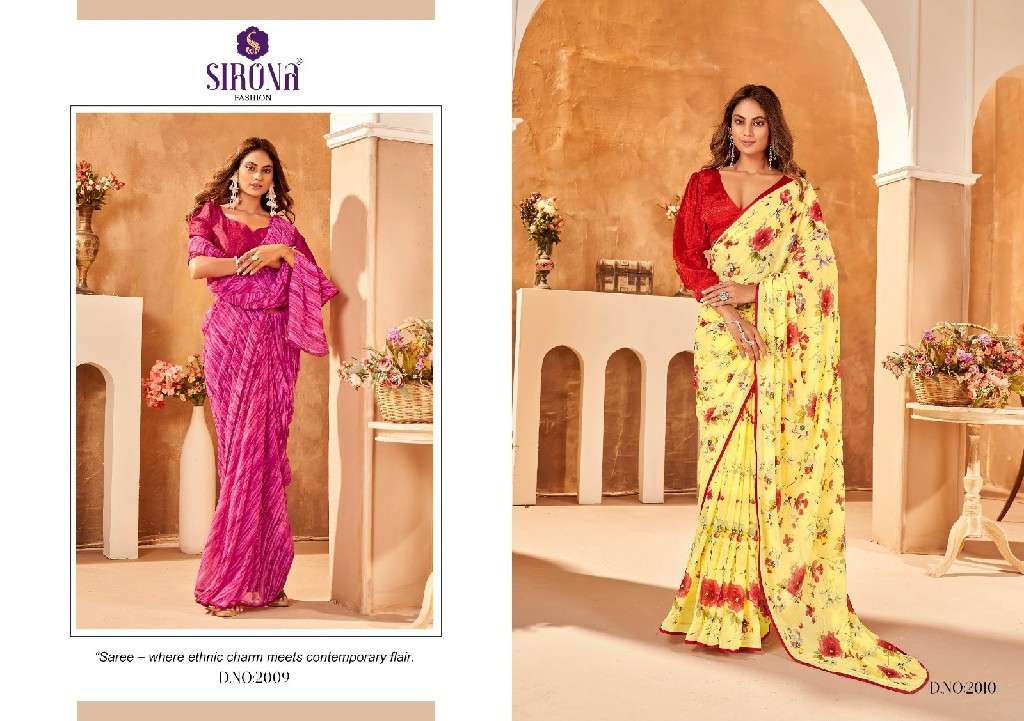 Sirona Fashion Presents Suvali Crape Jacquard Beautiful Georgette Sarees Catalog Wholesaler and exporter in surat