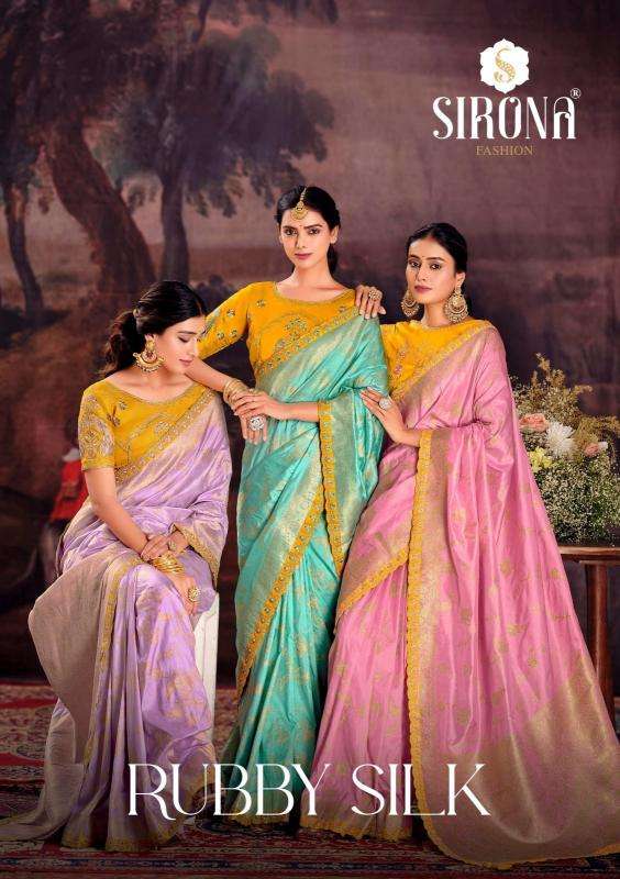 Sirona Presents Rubby Silk fashion dola silk embroidery work sarees Catalog Wholesaler And Exporter in Surat 