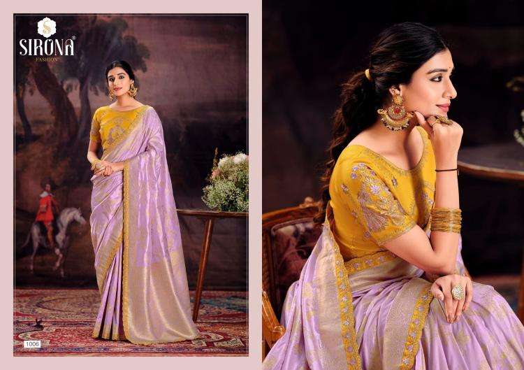 Sirona Presents Rubby Silk fashion dola silk embroidery work sarees Catalog Wholesaler And Exporter in Surat 