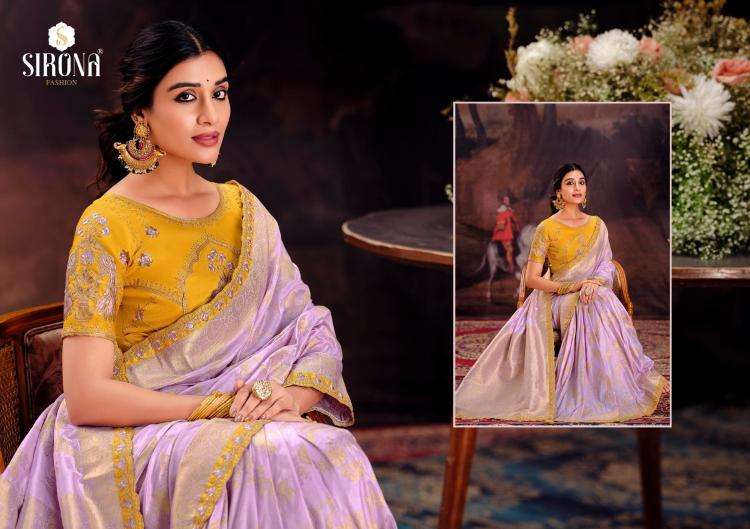 Sirona Presents Rubby Silk fashion dola silk embroidery work sarees Catalog Wholesaler And Exporter in Surat 