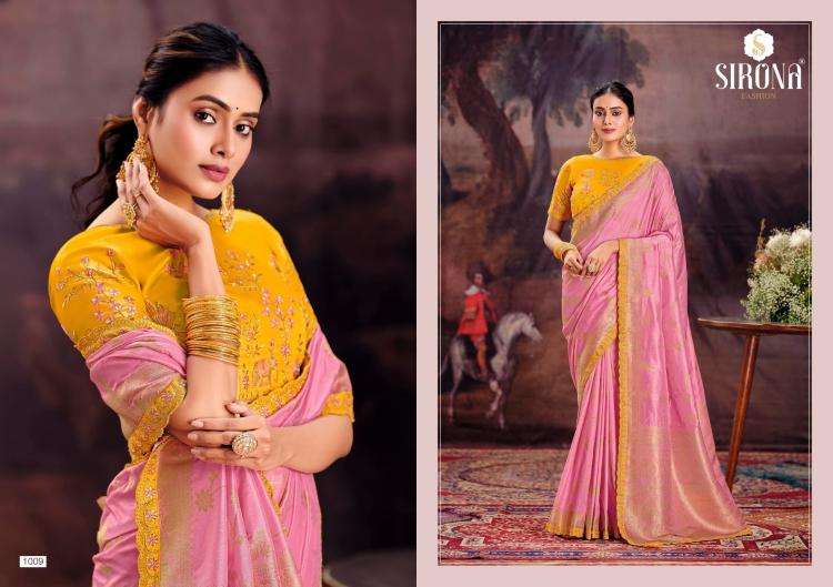 Sirona Presents Rubby Silk fashion dola silk embroidery work sarees Catalog Wholesaler And Exporter in Surat 