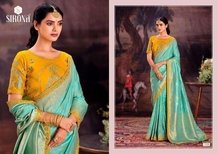 Sirona Presents Rubby Silk fashion dola silk embroidery work sarees Catalog Wholesaler And Exporter in Surat 
