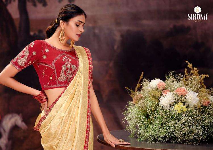 Sirona Presents Rubby Silk fashion dola silk embroidery work sarees Catalog Wholesaler And Exporter in Surat 