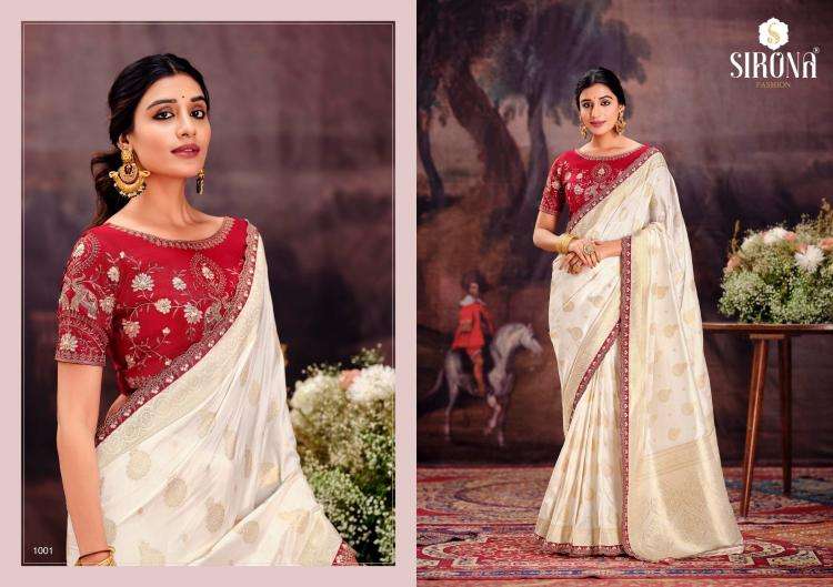 Sirona Presents Rubby Silk fashion dola silk embroidery work sarees Catalog Wholesaler And Exporter in Surat 