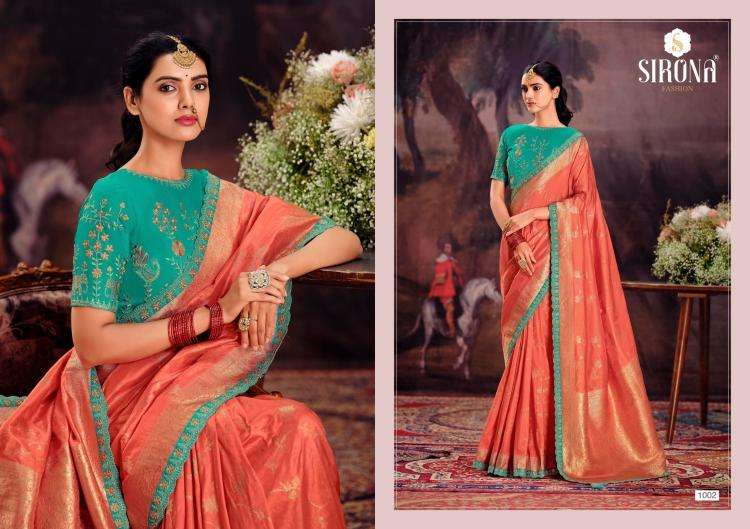 Sirona Presents Rubby Silk fashion dola silk embroidery work sarees Catalog Wholesaler And Exporter in Surat 
