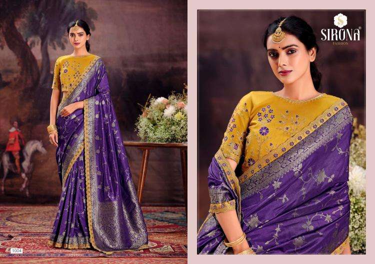 Sirona Presents Rubby Silk fashion dola silk embroidery work sarees Catalog Wholesaler And Exporter in Surat 