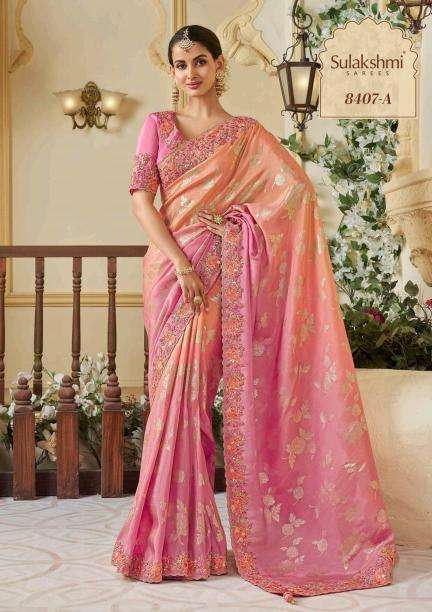 SULAKSHMI PRESENTS THE WEDDING SAGA COLOURS TISSUE SILK PARTY WEAR SAREES CATALOG WHOLESALER AND EXPORTER 
