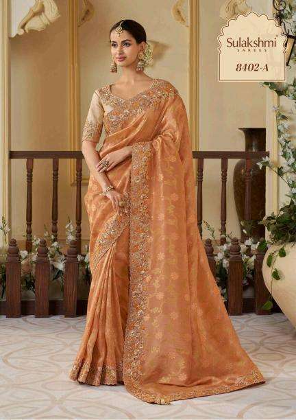SULAKSHMI PRESENTS THE WEDDING SAGA COLOURS TISSUE SILK PARTY WEAR SAREES CATALOG WHOLESALER AND EXPORTER 