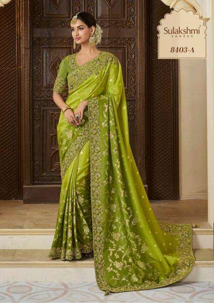 SULAKSHMI PRESENTS THE WEDDING SAGA COLOURS TISSUE SILK PARTY WEAR SAREES CATALOG WHOLESALER AND EXPORTER 
