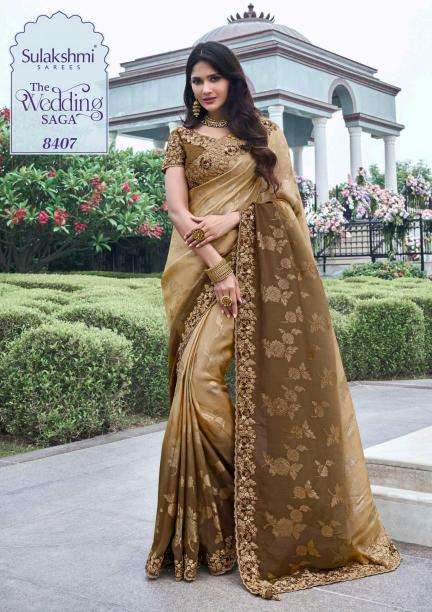 SULAKSHMI PRESENTS THE WEDDING SAGA COLOURS TISSUE SILK PARTY WEAR SAREES CATALOG WHOLESALER AND EXPORTER 