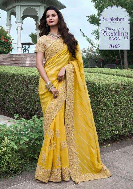 SULAKSHMI PRESENTS THE WEDDING SAGA COLOURS TISSUE SILK PARTY WEAR SAREES CATALOG WHOLESALER AND EXPORTER 