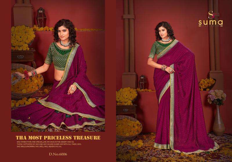 SUMA PRESENTS AVIKYA 6001- 6010 VICHITRA DESIGNER SAREE WITH BLOUSE CATALOG WHOLESALER AND EXPORTER 