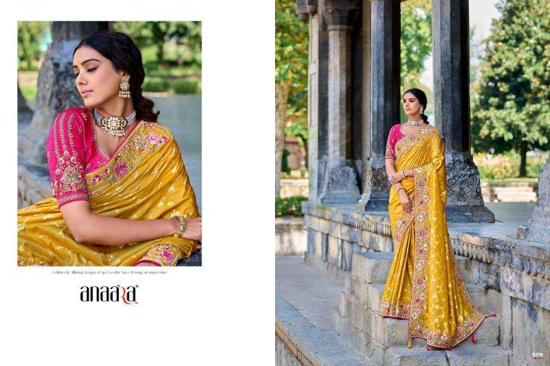 TATHASTU PRESENTS ANAARA 6201-6219 FANCY TISSUE SILK WITH EMBROIDERY WORK SAREES CATALOG WHOLESALER AND EXPORTER 