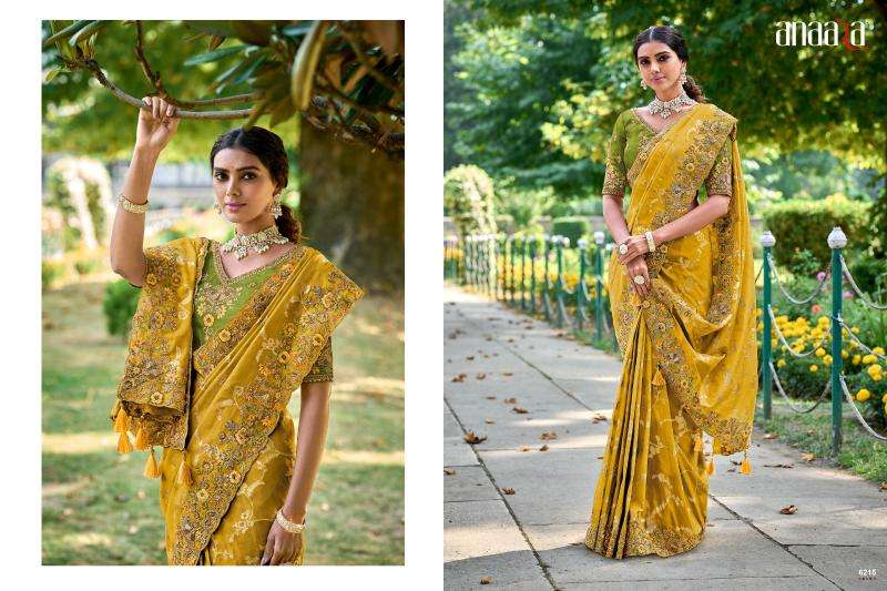 TATHASTU PRESENTS ANAARA 6201-6219 FANCY TISSUE SILK WITH EMBROIDERY WORK SAREES CATALOG WHOLESALER AND EXPORTER 