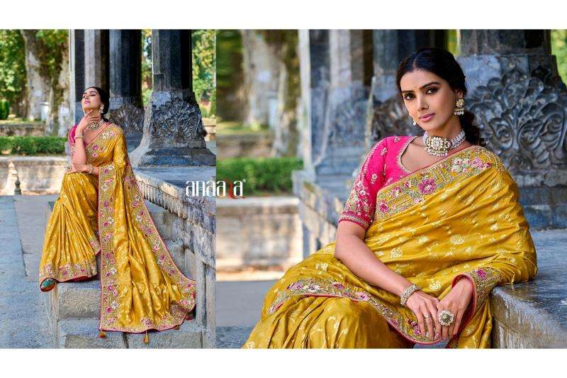 TATHASTU PRESENTS ANAARA 6201-6219 FANCY TISSUE SILK WITH EMBROIDERY WORK SAREES CATALOG WHOLESALER AND EXPORTER 