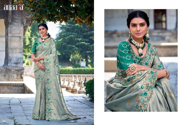 TATHASTU PRESENTS ANAARA 6201-6219 FANCY TISSUE SILK WITH EMBROIDERY WORK SAREES CATALOG WHOLESALER AND EXPORTER 