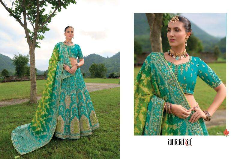 TATHASTU PRESENTS ANAARA 7401-7413 SERIES SILK WITH KHATLI WORK UNSTITCH LEHENGA FOR WEDDING CATALOG WHOLESALER AND EXPORTER 