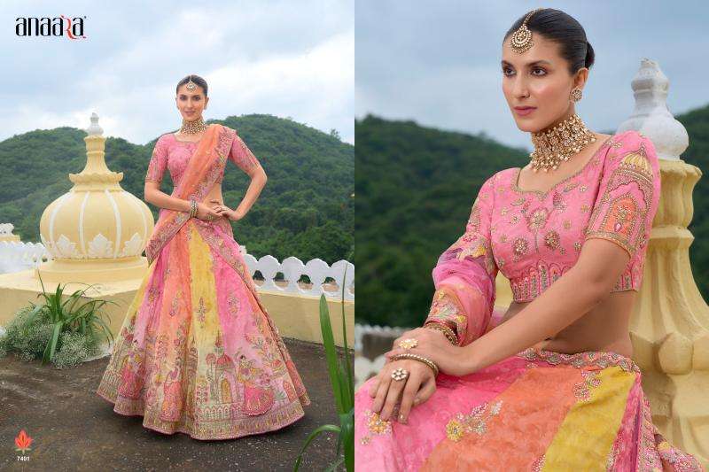 TATHASTU PRESENTS ANAARA 7401-7413 SERIES SILK WITH KHATLI WORK UNSTITCH LEHENGA FOR WEDDING CATALOG WHOLESALER AND EXPORTER 