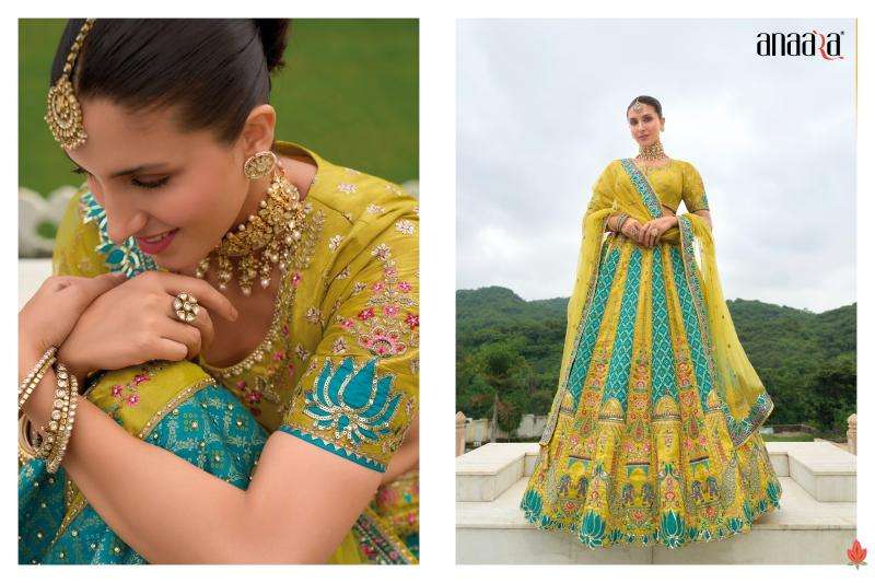TATHASTU PRESENTS ANAARA 7401-7413 SERIES SILK WITH KHATLI WORK UNSTITCH LEHENGA FOR WEDDING CATALOG WHOLESALER AND EXPORTER 