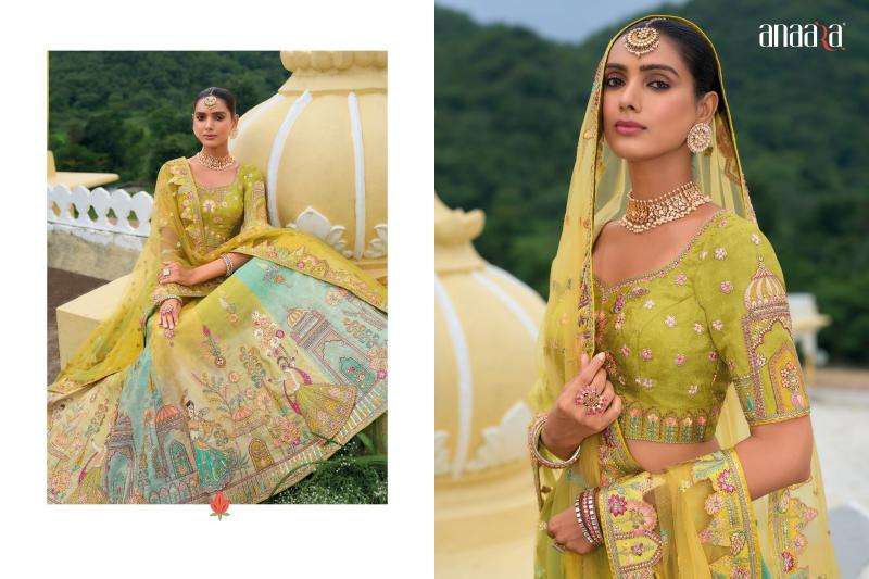 TATHASTU PRESENTS ANAARA 7401-7413 SERIES SILK WITH KHATLI WORK UNSTITCH LEHENGA FOR WEDDING CATALOG WHOLESALER AND EXPORTER 
