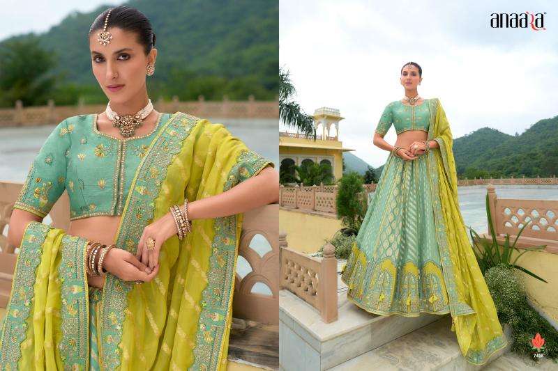 TATHASTU PRESENTS ANAARA 7401-7413 SERIES SILK WITH KHATLI WORK UNSTITCH LEHENGA FOR WEDDING CATALOG WHOLESALER AND EXPORTER 