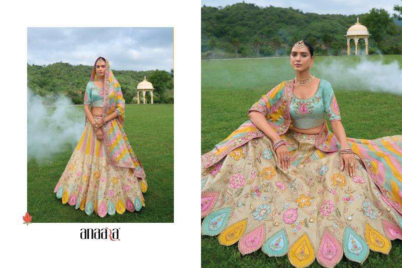 TATHASTU PRESENTS ANAARA 7401-7413 SERIES SILK WITH KHATLI WORK UNSTITCH LEHENGA FOR WEDDING CATALOG WHOLESALER AND EXPORTER 