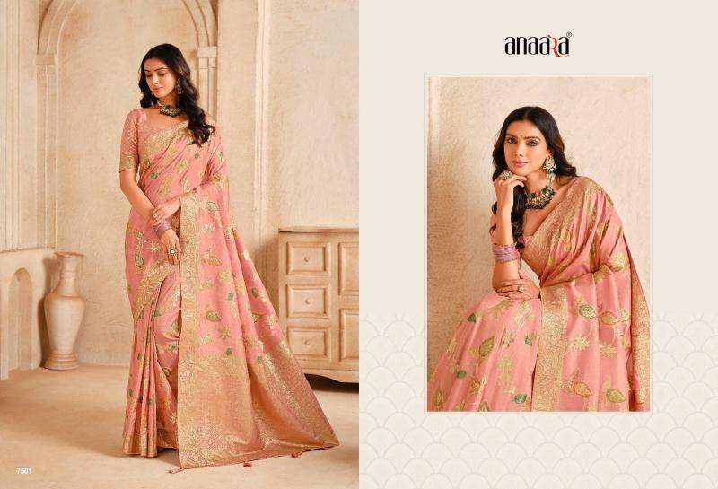 TATHASTU PRESENTS ANAARA 7501- 7508 BEAUTIFUL SILK ZARI WEAVING PARTY WEAR WOMEN SAREES CATALOG WHOLESALER AND EXPORTER IN SURAT