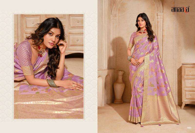 TATHASTU PRESENTS ANAARA 7501- 7508 BEAUTIFUL SILK ZARI WEAVING PARTY WEAR WOMEN SAREES CATALOG WHOLESALER AND EXPORTER IN SURAT