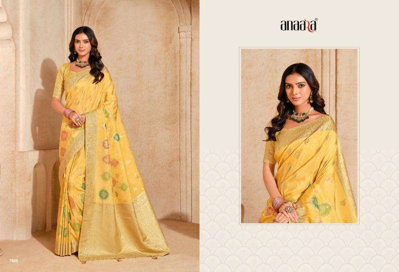 TATHASTU PRESENTS ANAARA 7501- 7508 BEAUTIFUL SILK ZARI WEAVING PARTY WEAR WOMEN SAREES CATALOG WHOLESALER AND EXPORTER IN SURAT