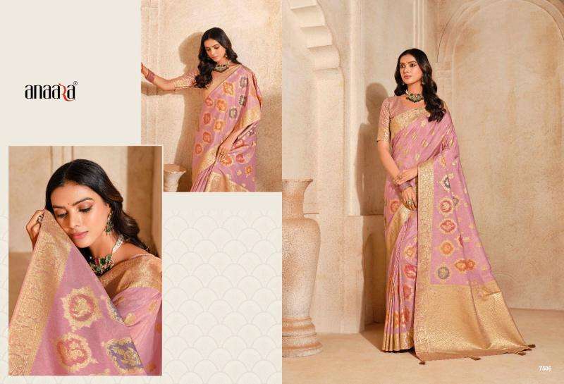TATHASTU PRESENTS ANAARA 7501- 7508 BEAUTIFUL SILK ZARI WEAVING PARTY WEAR WOMEN SAREES CATALOG WHOLESALER AND EXPORTER IN SURAT