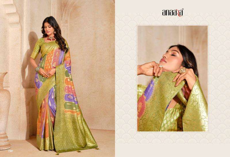 TATHASTU PRESENTS ANAARA 7501- 7508 BEAUTIFUL SILK ZARI WEAVING PARTY WEAR WOMEN SAREES CATALOG WHOLESALER AND EXPORTER IN SURAT