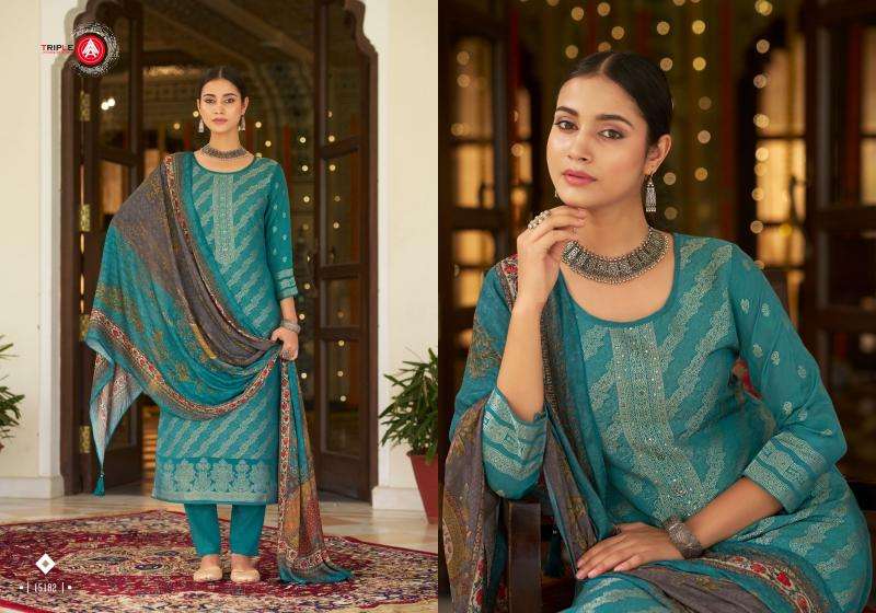 TRIPLE A PRESENTS KAYA VISCOSE MUSLIN JACQUARD READYMADE UNIQUE PLUS SIZE 3PCS SUITS CATALOG WHOLESALER AND EXPORTER 